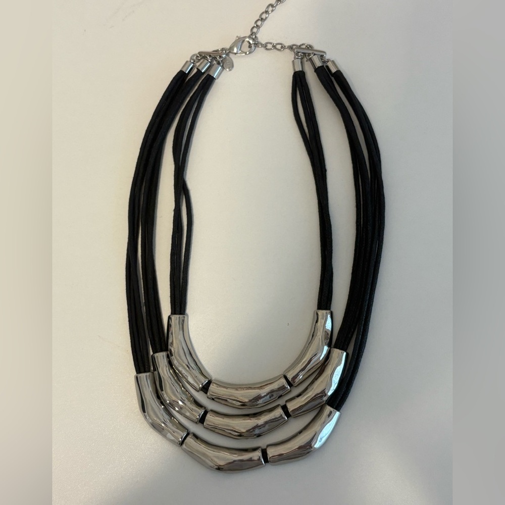 Silver and Black Multi-Strand Necklace